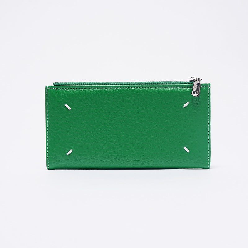 Women's Two-Fold PU Wallet with Zipper Closure and Solid Color Design - Image 1
