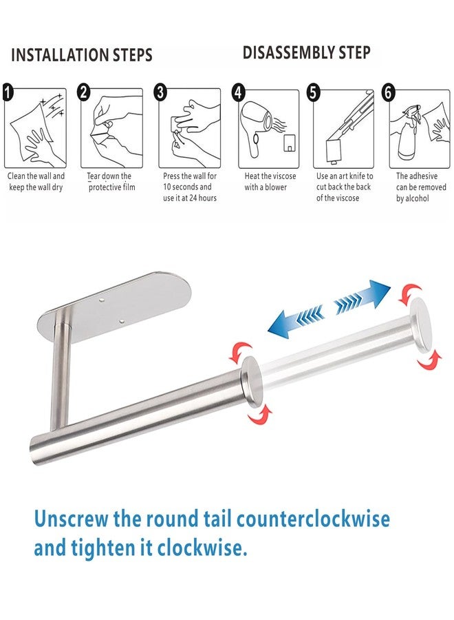 DIYZON Adhesive Toilet Paper Holder - 304 Stainless Steel - Pre-Drilled Holes Wall Mounted - Ldeal for Kitchen, Bathroom - Adjustable Length (Silver) - Image 3