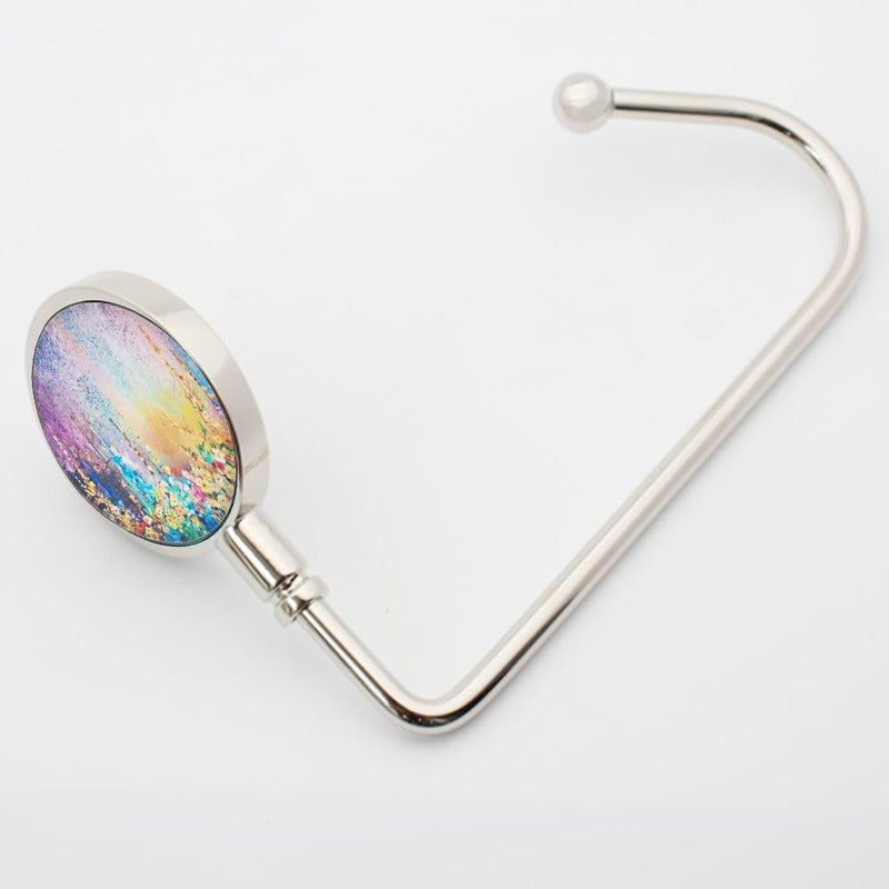ROFLYER Purse Hook Hanger for Table Bar Handbag Hanger Safer Cleaner Bag Table Hanger with Velvet Pouch (Tiny Flowers) - Image 2