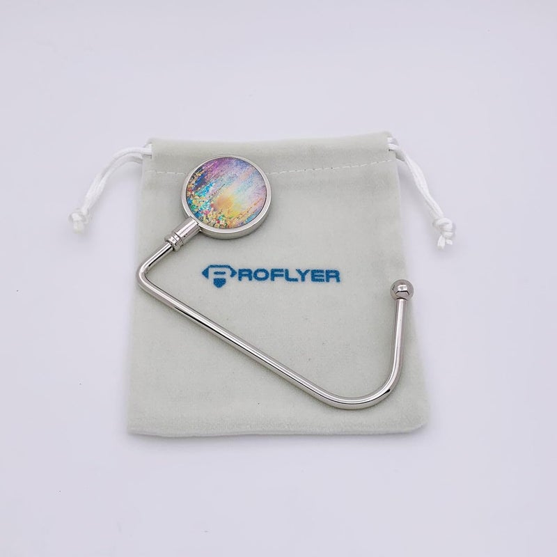 ROFLYER Purse Hook Hanger for Table Bar Handbag Hanger Safer Cleaner Bag Table Hanger with Velvet Pouch (Tiny Flowers) - Image 4