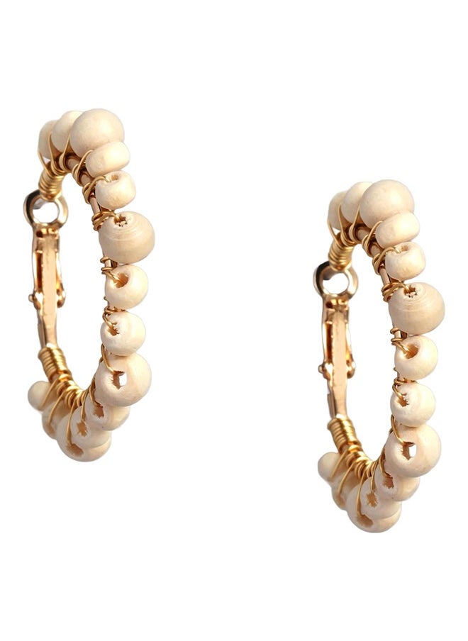 Just Peachy Just Peachy Gold-Toned & White Circular Hoop Earrings - Elegant and Modern Design - Lightweight, Comfortable, and Hypoallergenic - Perfect for Any Occasion - Stylish Accessory for Women  - Image 1