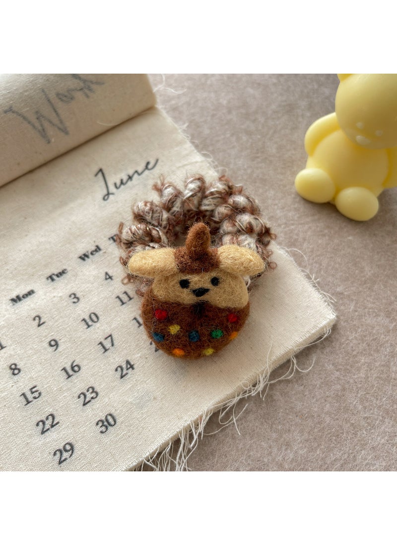 Loquat Korean Cute Cartoon Donut Wool Felt Hair Tie Brown hair tie