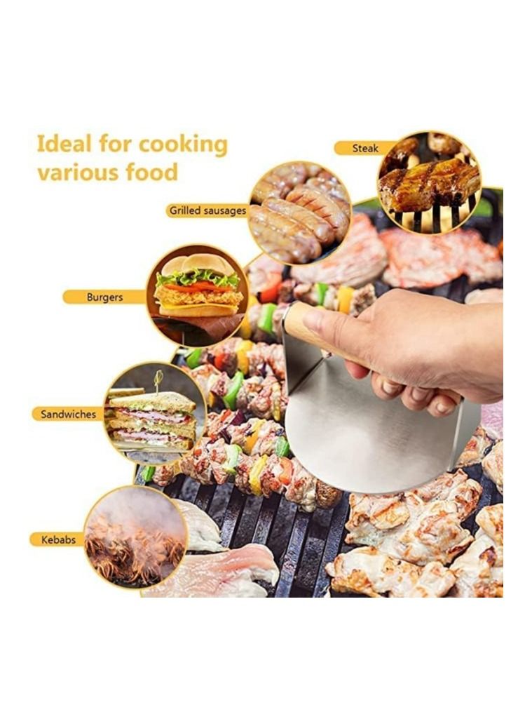 Dubkart Stainless Steel Burger Press Smasher  for Flat Patty Maker 5.5 Inch - Image 5