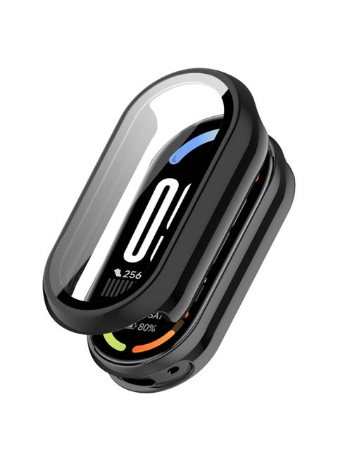 Case for Xiaomi Smart Band 10 Cover, Hard PC Bumper Case for Tempered Glass Screen Protector, 360° All-Round Protection, Protective Cover for Xiaomi Smart Band 10, Black