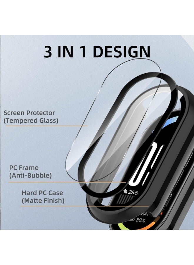 ChicVibe Case for Xiaomi Smart Band 10 Cover, Hard PC Bumper Case for Tempered Glass Screen Protector, 360° All-Round Protection, Protective Cover for Xiaomi Smart Band 10, Black - Image 3