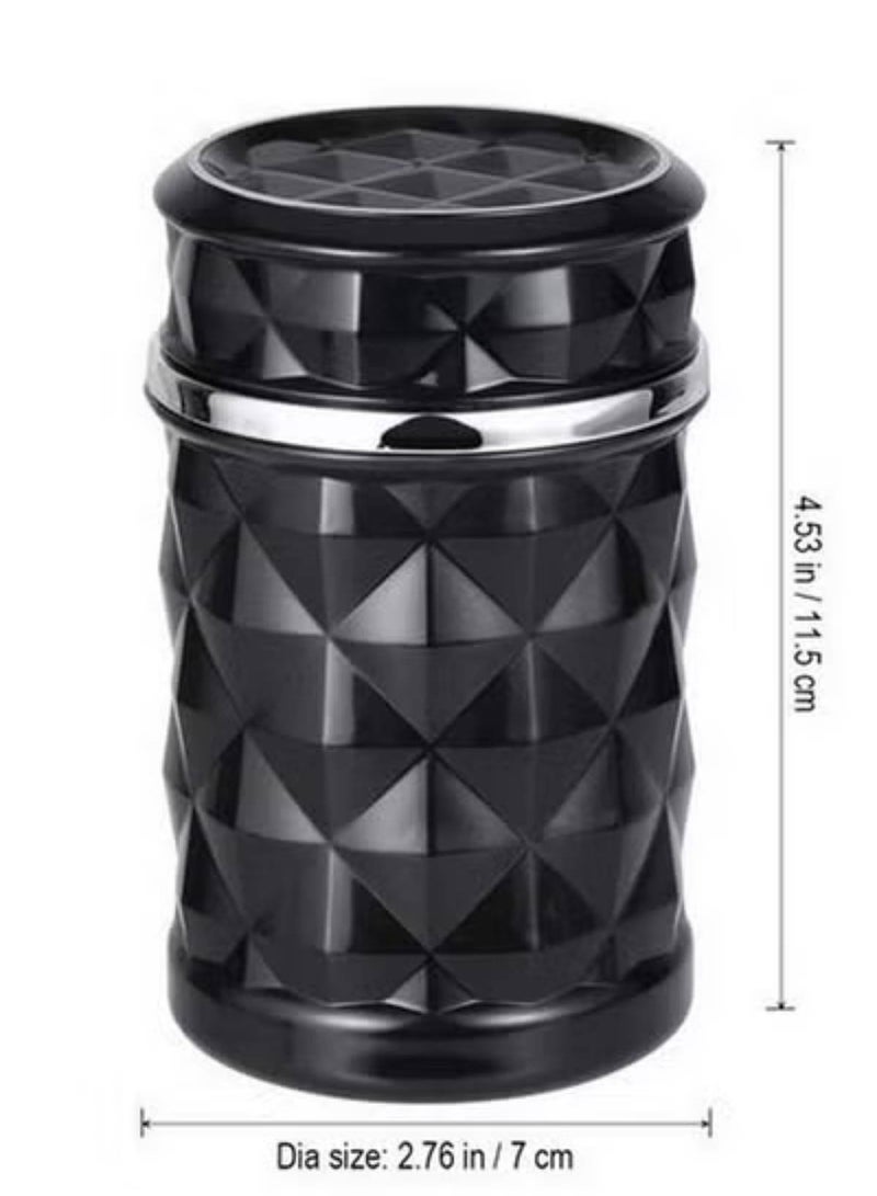 Auto Car Holder , Portable Blue LED Light Car Ashtray Cup Holder with Lid, Smokeless Vehicle Ashtray Ash for Home, Office (Black) - Image 2