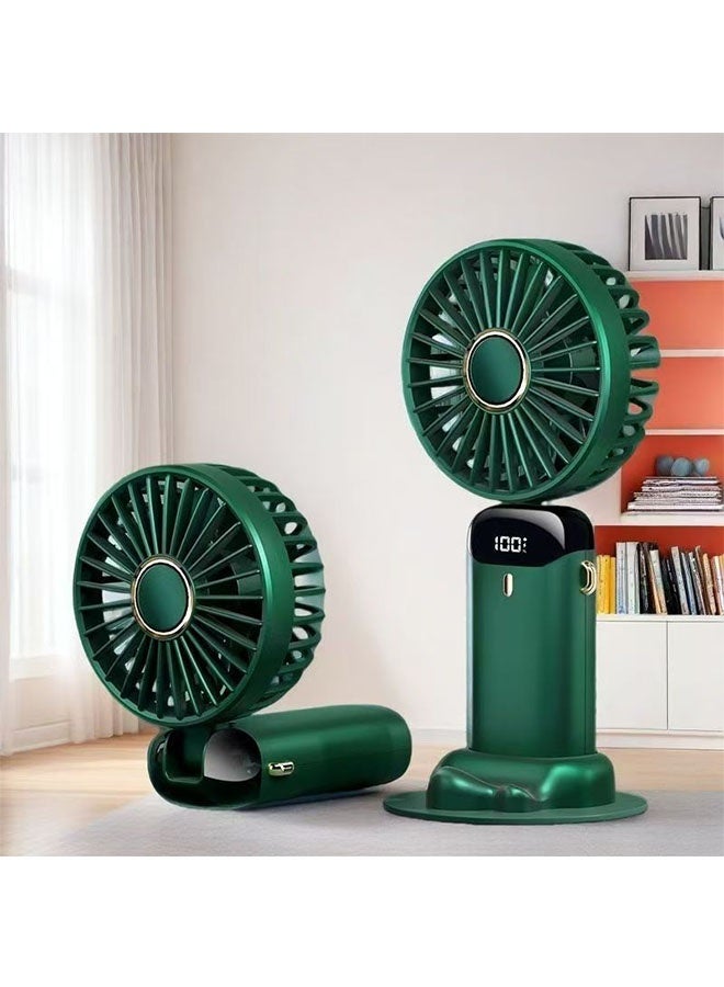 Ocean Portable Electric Handheld Fan, USB Rechargeable Hand-Held Hanging Freestanding Small Fans with 5-Speed/Modes and Power Display, for Home Travel Office Outdoor, Green - Image 3
