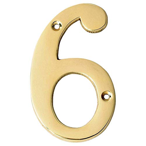A10SHOP Motif 4-Inch Brass Letters Mailbox Decor Address Signs For Houses Outdoor Wall Decor Mailbox Numbers House Address Numbers For Outside Address Sign for Door Numbers (Polished, Number 6) - Image 4