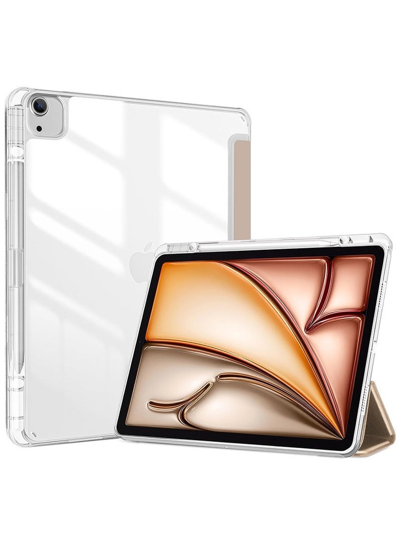 general for iPad Air 13 Inch Case  M2 2024 With Pencil Holder, Hybrid Smart Cover iPad 13 Air  M2 Case with Clear Transparent Back, Support Touch ID, Auto Wake/Sleep