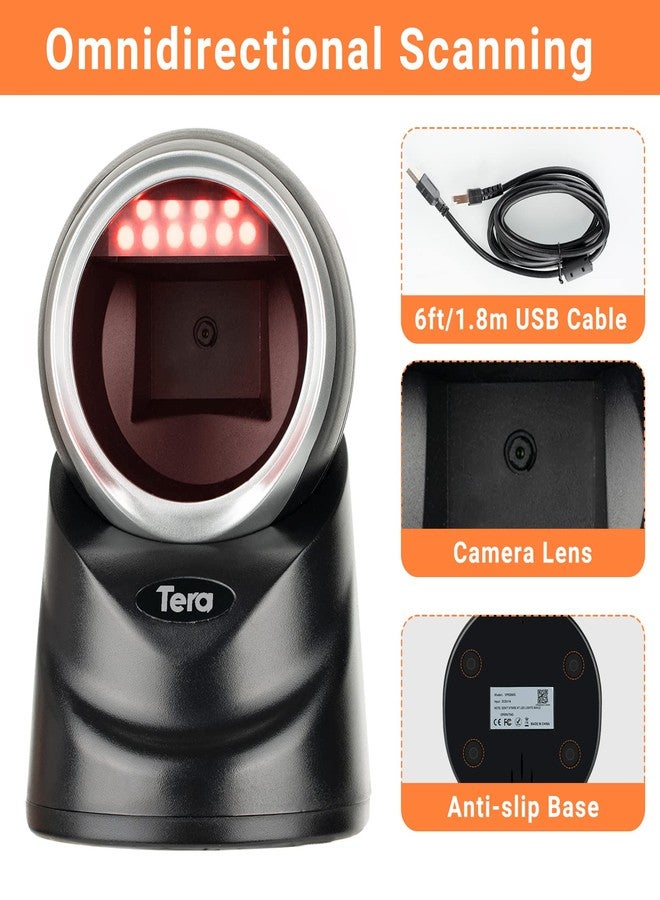 Tera Pro Omnidirectional Barcode Scanner 2D QR Desktop Handsfree, Adjustable Scan Head, Wired Automatic Platform Scanner with USB Cable for Market Retail Store Mobile Screen Payment - Image 3