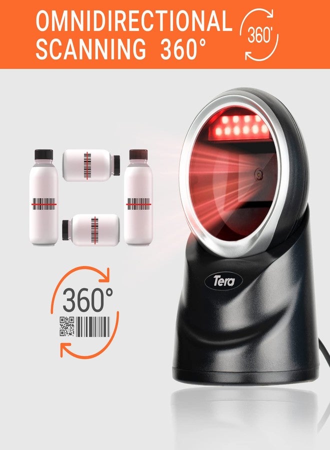 Tera Pro Omnidirectional Barcode Scanner 2D QR Desktop Handsfree, Adjustable Scan Head, Wired Automatic Platform Scanner with USB Cable for Market Retail Store Mobile Screen Payment - Image 2