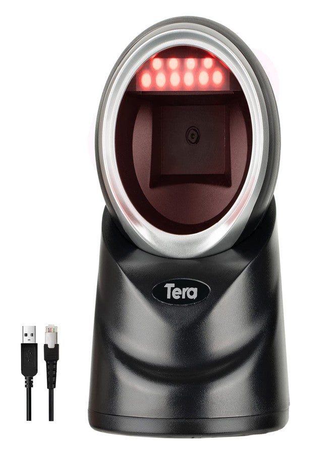 Tera Pro Omnidirectional Barcode Scanner 2D QR Desktop Handsfree, Adjustable Scan Head, Wired Automatic Platform Scanner with USB Cable for Market Retail Store Mobile Screen Payment - Image 1