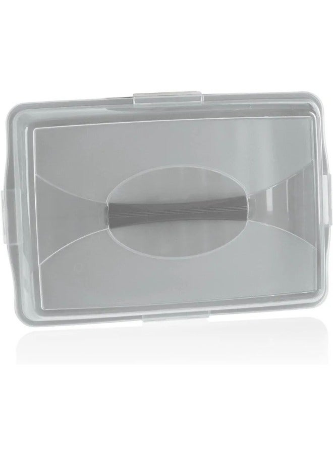 دنيا بلاستيك صندوق دونيا للكيك والكاسيروول المستطيل رمادي مع غطاء محكم - حل للتخزين - خالٍ من الرصاص وخالٍ من مادة PBA - Image 4