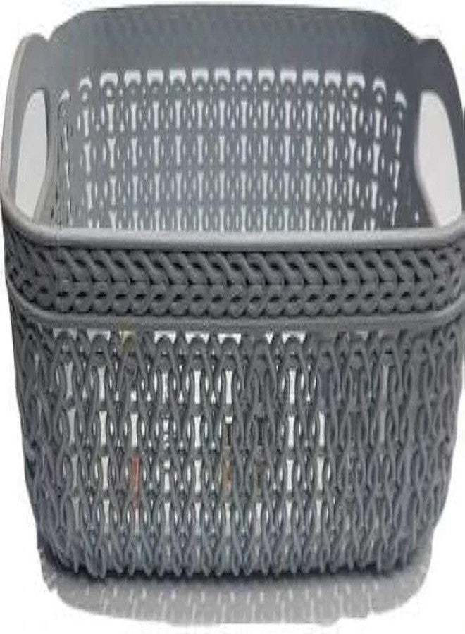 Cheet enterprise NetBasket Plastic Designer Storage Basket Set of 4 (19 x 14 x 7 cm) – Multipurpose Ventilated Organiser for Fruits, Vegetables, Magazines, Stationery,Kitchen,Bathroom & Office Storage - Image 3