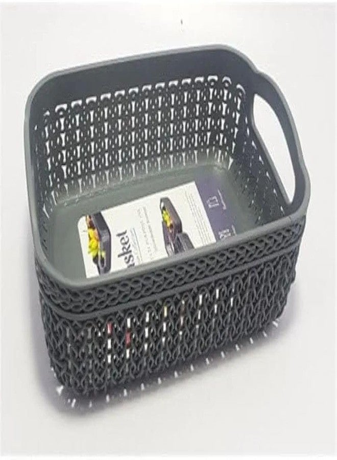 Cheet enterprise NetBasket Plastic Designer Storage Basket Set of 4 (19 x 14 x 7 cm) – Multipurpose Ventilated Organiser for Fruits, Vegetables, Magazines, Stationery,Kitchen,Bathroom & Office Storage - Image 5