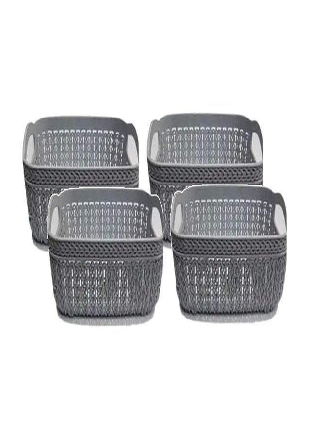 Cheet enterprise NetBasket Plastic Designer Storage Basket Set of 4 (19 x 14 x 7 cm) – Multipurpose Ventilated Organiser for Fruits, Vegetables, Magazines, Stationery,Kitchen,Bathroom & Office Storage - Image 1