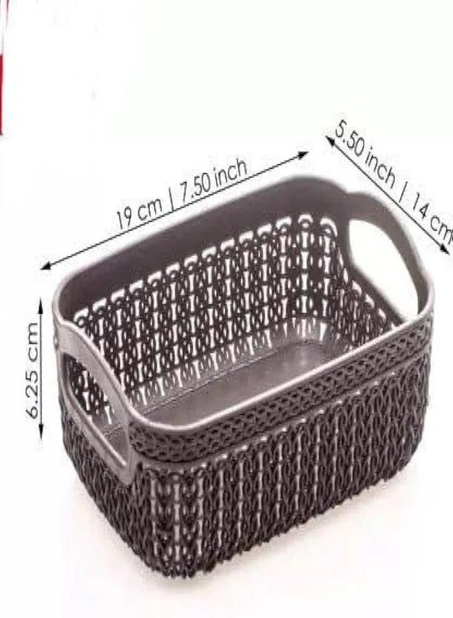 Cheet enterprise NetBasket Plastic Designer Storage Basket Set of 4 (19 x 14 x 7 cm) – Multipurpose Ventilated Organiser for Fruits, Vegetables, Magazines, Stationery,Kitchen,Bathroom & Office Storage - Image 4