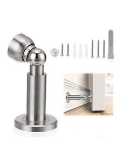 SYOSI Sturdy Magnetic Door Stopper Adjustable Stainless Steel Stop with Hardware Wall Mounted Magnetism Metal Doorstop for Bedroom Bathroom Kitchen Home Office Silver  - Image 1