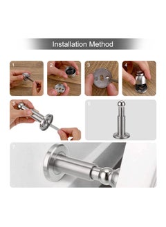 SYOSI Sturdy Magnetic Door Stopper Adjustable Stainless Steel Stop with Hardware Wall Mounted Magnetism Metal Doorstop for Bedroom Bathroom Kitchen Home Office Silver  - Image 3