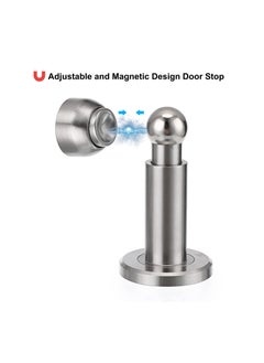 SYOSI Sturdy Magnetic Door Stopper Adjustable Stainless Steel Stop with Hardware Wall Mounted Magnetism Metal Doorstop for Bedroom Bathroom Kitchen Home Office Silver  - Image 5