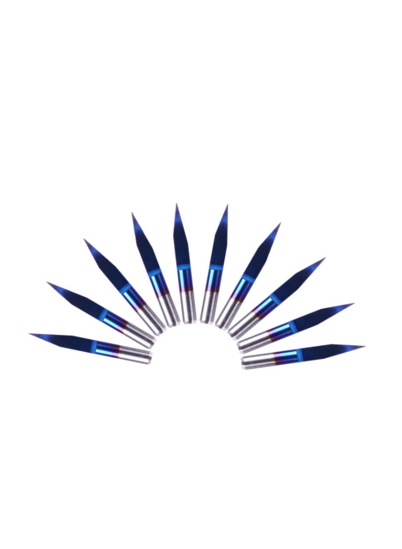 Yakumuz 10Pcs Nano Blue Coat Engraving Bits, Yakumuz 20 Degree 0.1mm Tip 1/8" Shank Conical V-Bit  - Image 3