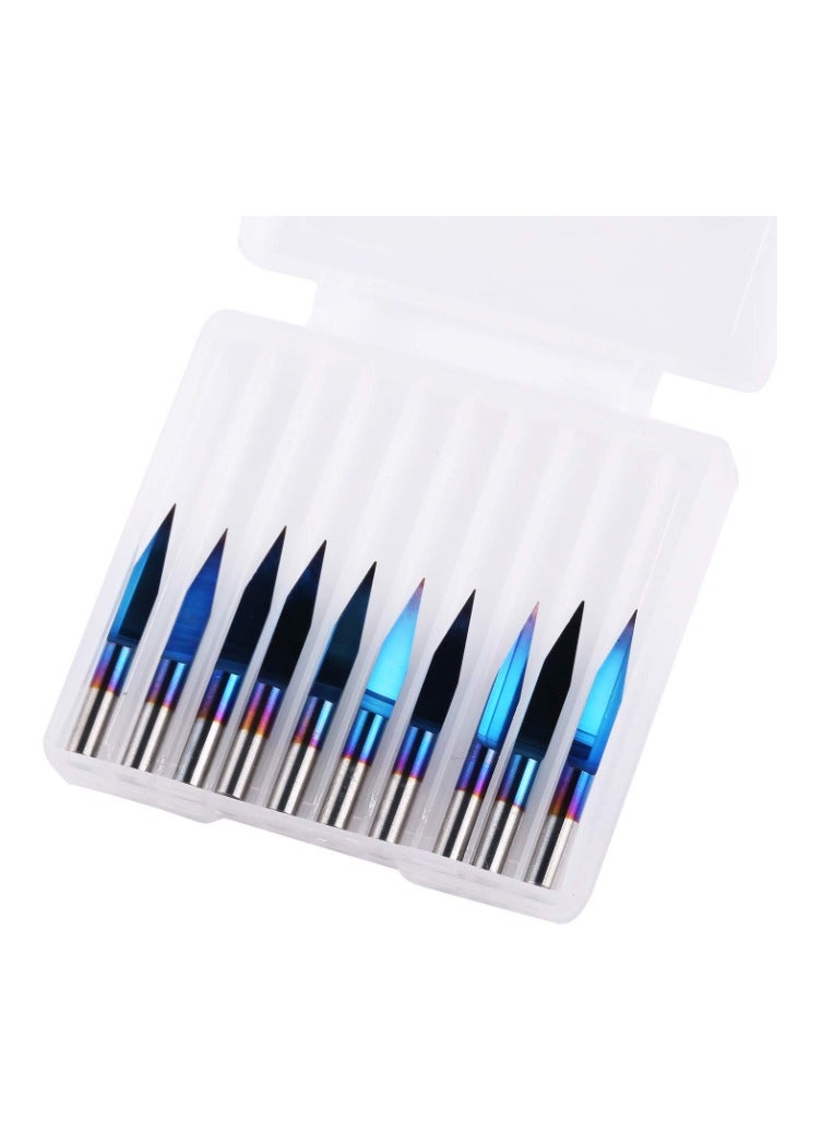Yakumuz 10Pcs Nano Blue Coat Engraving Bits, Yakumuz 20 Degree 0.1mm Tip 1/8" Shank Conical V-Bit  - Image 5