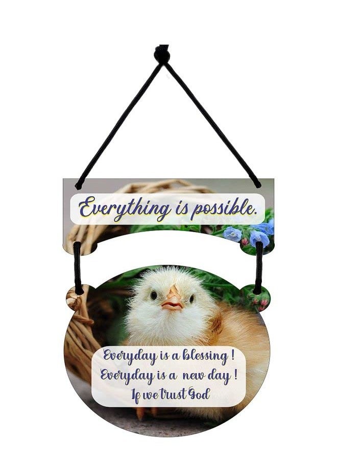 CVANU Decor Everything is Possible Printed Home Wall Door Sign Hanging Board Wooden (8.5inch x 11inch) - Image 1