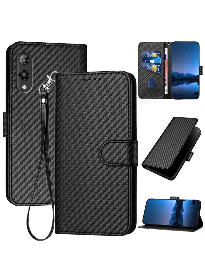 اس-توب جراب هاتف Rakuten Hand YX0070 مصنوع من ألياف الكربون ومشبك من الجلد مع حبل تعليق - Image 1