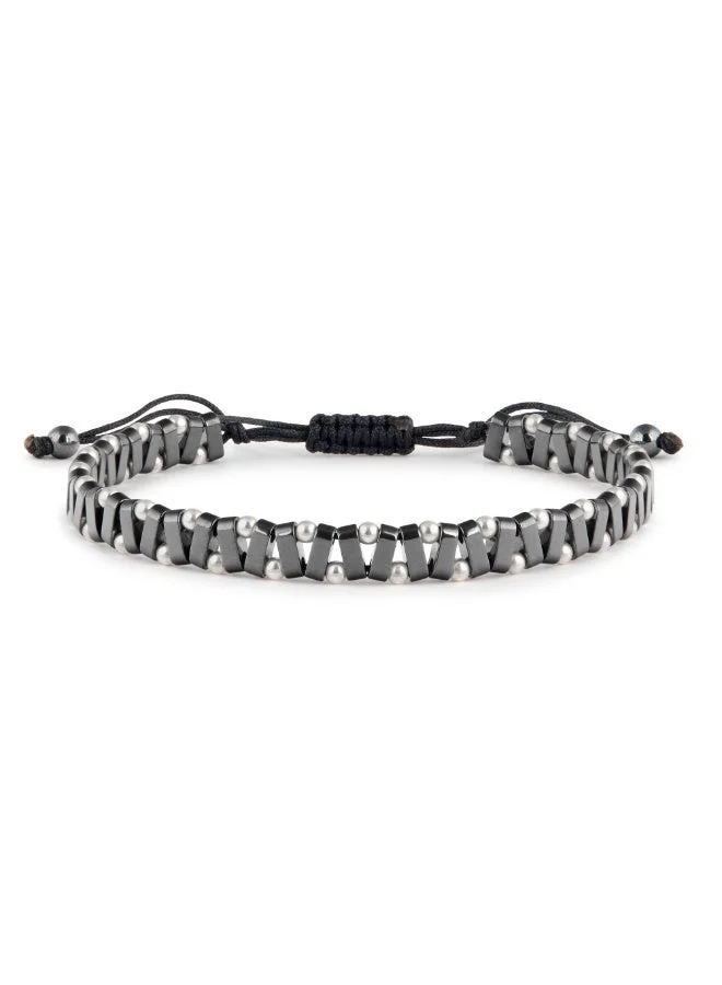 Minza Minza " Duke " Pure 925 Sterling Silver, Hematite Stone, Handmade Bracelet for Men, Beaded Bracelet, 2.00 grams of Silver, Jewelry for Casual & Special Occasion