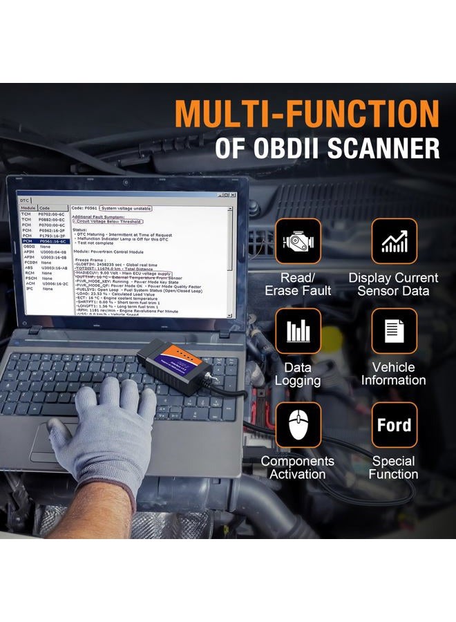 OBDMONSTER ELM327 OBD2 USB Adapter for Windows, ELMconfig Scanner with MS CAN/HS CAN Switch for Scan F150 F250 Car and Light Truck Check Engine Light, Diagnosis on Windows with V1.5 Chip - Image 2