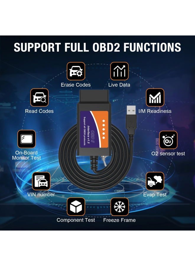OBDMONSTER ELM327 OBD2 USB Adapter for Windows, ELMconfig Scanner with MS CAN/HS CAN Switch for Scan F150 F250 Car and Light Truck Check Engine Light, Diagnosis on Windows with V1.5 Chip - Image 4