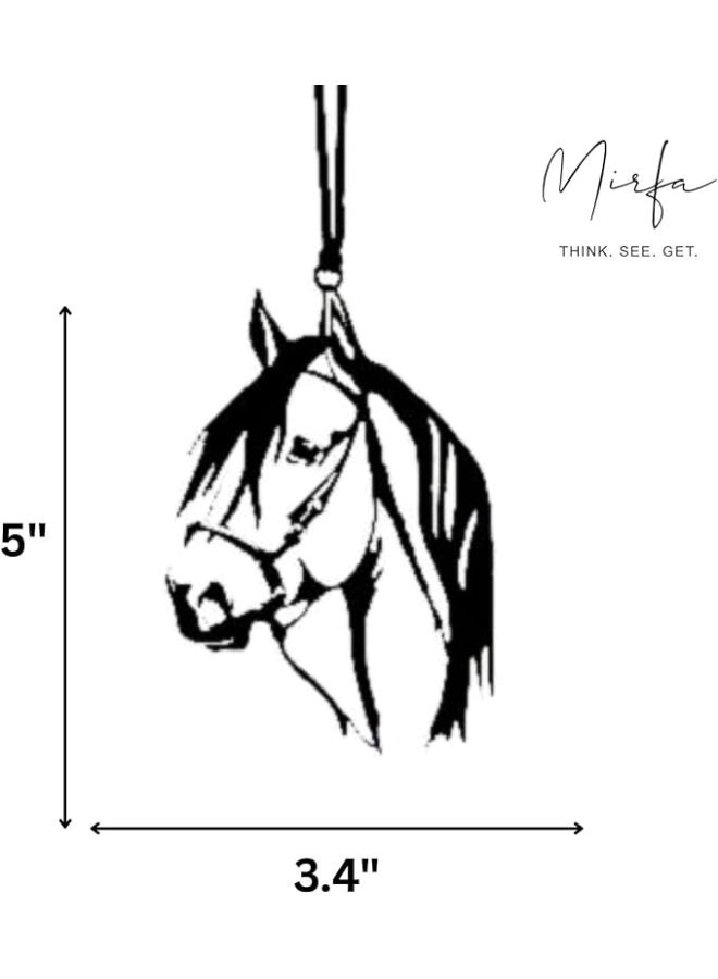 MIRFA Rearview Mirror Hanging Pendant - Wood - Black (Horse Head) - Image 3