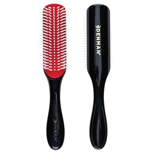 Denman Curly Hair Brush D3 (Black & Red) 7 Row Styling Brush for Detangling, Separating, Shaping and Defining Curls - For Women and Men - Image 1