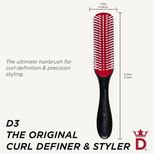 Denman Curly Hair Brush D3 (Black & Red) 7 Row Styling Brush for Detangling, Separating, Shaping and Defining Curls - For Women and Men - Image 2