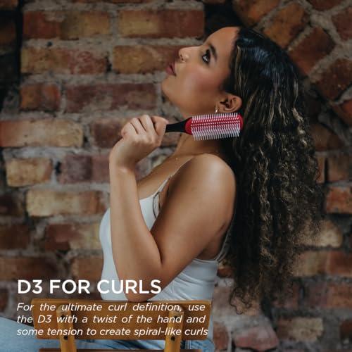 Denman Curly Hair Brush D3 (Black & Red) 7 Row Styling Brush for Detangling, Separating, Shaping and Defining Curls - For Women and Men - Image 3