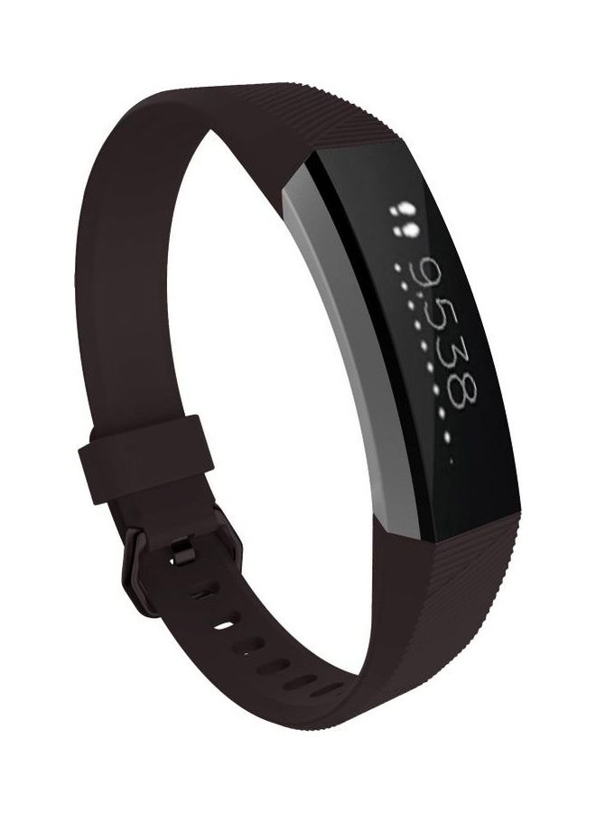 BGM Solid Silicone Wrist Strap Watchband for Fitbit Alta/HR Size: L Dark Brown - Image 2