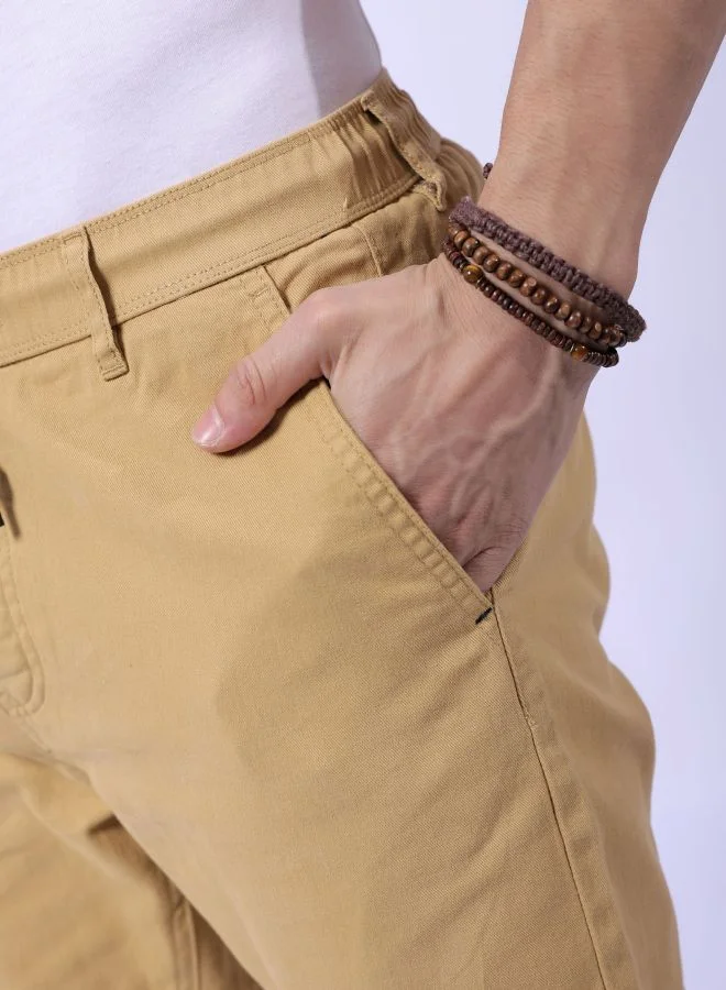 The Indian Garage Co  Men Slim Fit Solid Mid-Rise Elasticated Linen Jogger Trouser for Men | Best Price UAE