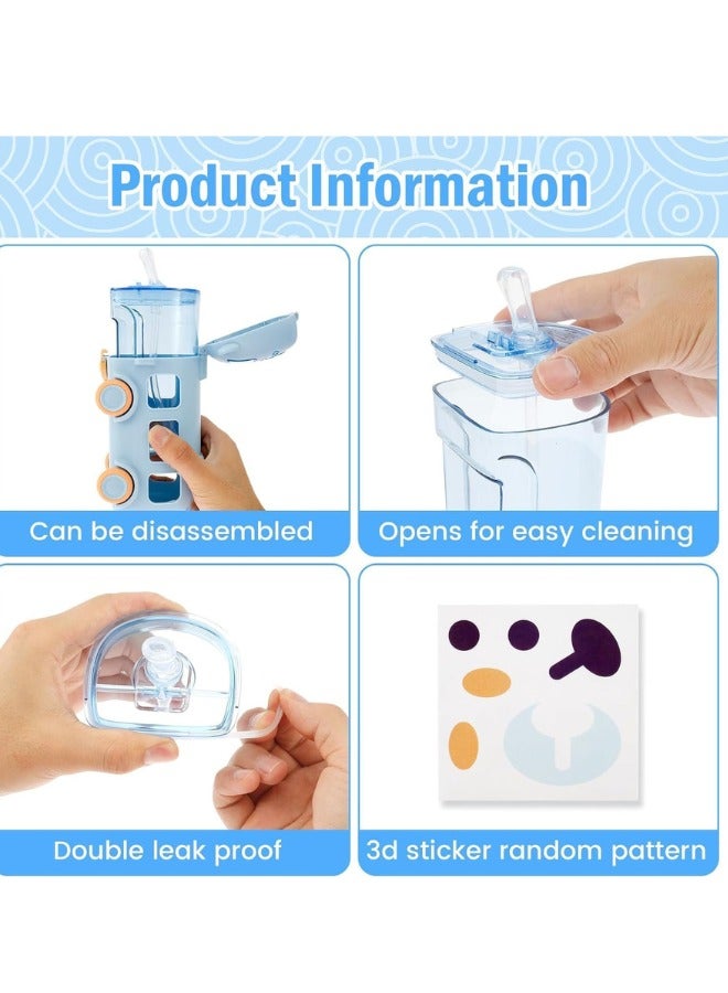 تويسو زجاجة مياه للأطفال بتصميم حافلة من Twisoo مع شفاطة وملصقات، زجاجة شرب بلاستيكية محمولة للفتيات والمدرسة والتخييم، مع حزام كتف (وردي) - Image 4