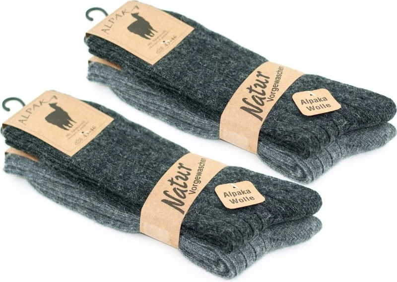 Gowith Alpaca Natural Wool Fine Knit Gray Anthracite Soft Wool Socks 4 Pairs