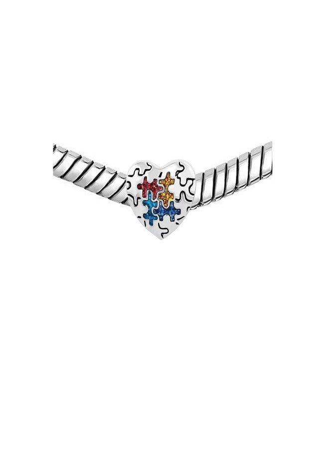 KunBead Love Heart Autism Bead Charms Compatible with Pandora Bracelets - Image 4