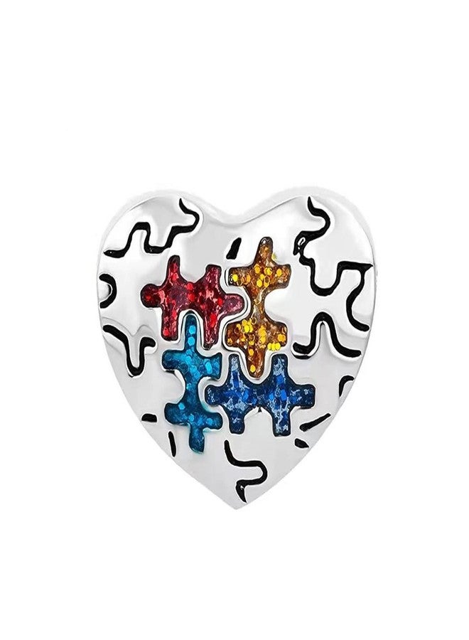 KunBead Love Heart Autism Bead Charms Compatible with Pandora Bracelets - Image 3