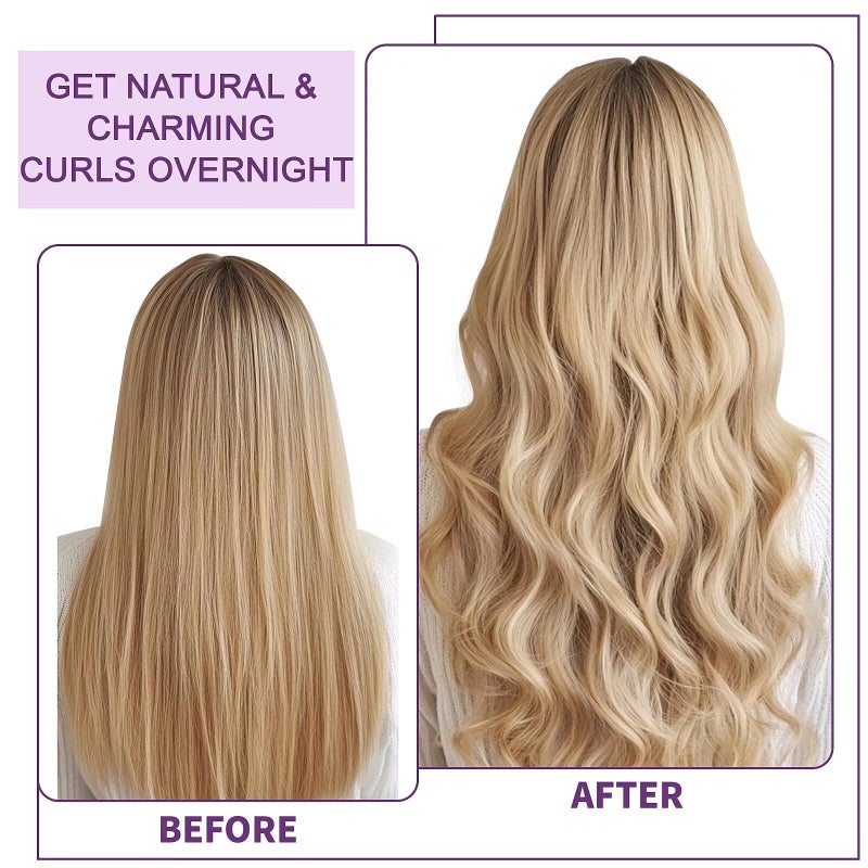posicurly Heatless Curls Overnight Hair Curlers - 4 Pcs No-Heat Curling Rod to Sleep In,Velvet Hair Rollers with Satin Wrap - Image 2