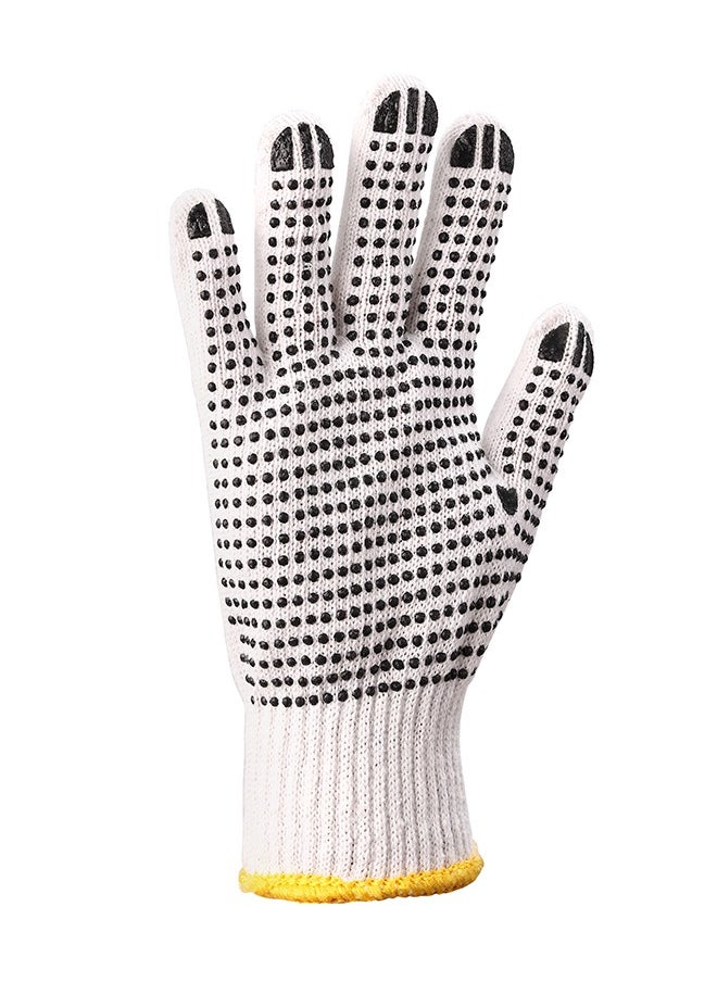 LAWAZIM 10-Pairs Cotton Working Glovers II - White Dotted Black  - Image 5