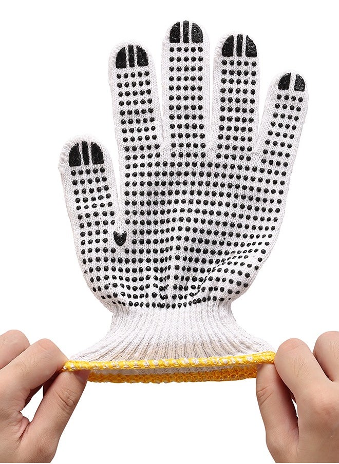 LAWAZIM 10-Pairs Cotton Working Glovers II - White Dotted Black  - Image 4