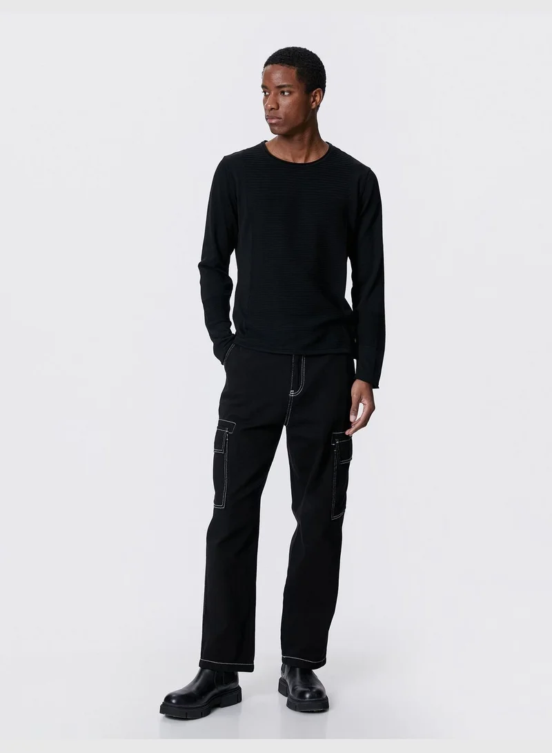كوتون Basic Knitwear Sweater Tissued Crew Neck Slim Fit