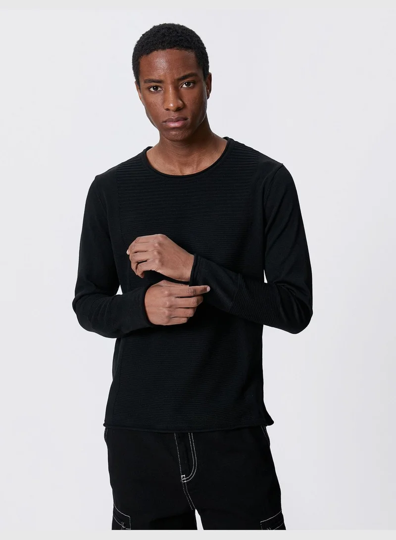 كوتون Basic Knitwear Sweater Tissued Crew Neck Slim Fit