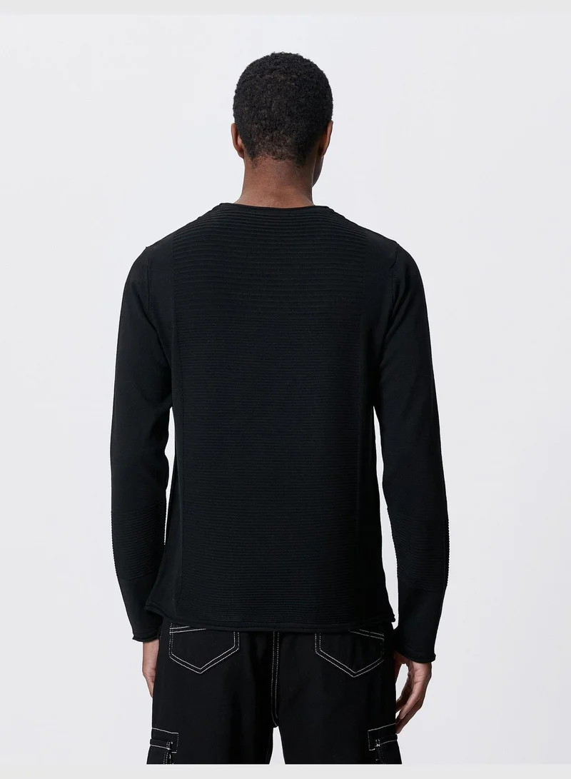 كوتون Basic Knitwear Sweater Tissued Crew Neck Slim Fit