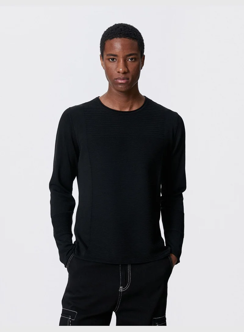 كوتون Basic Knitwear Sweater Tissued Crew Neck Slim Fit