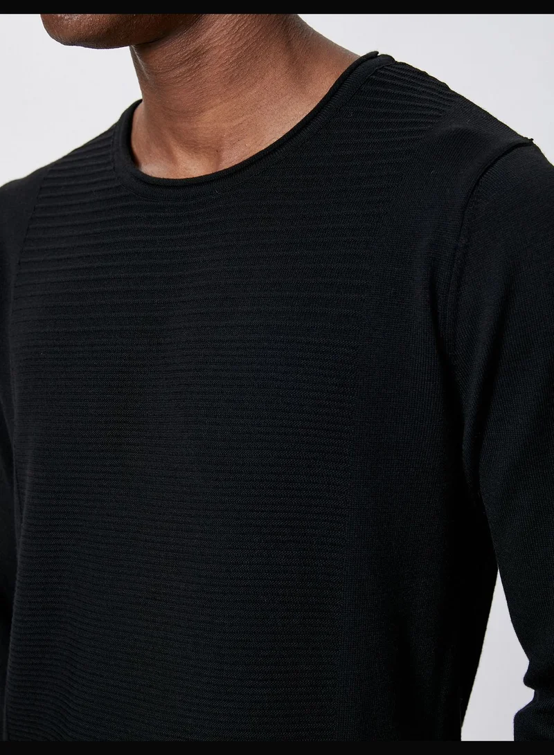 كوتون Basic Knitwear Sweater Tissued Crew Neck Slim Fit