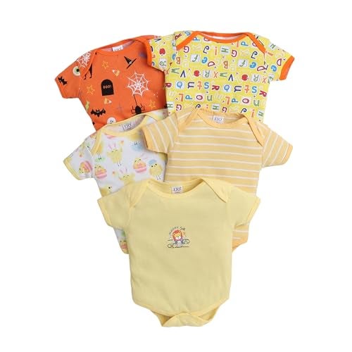 EIO Newborn Baby Cotton Romper Sleepsuit | Half Sleeve Jumpsuit Bodysuit for Boys & Girls | Soft Breathable Baby Clothes Combo Pack - Image 1